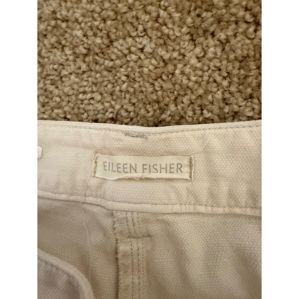 Eileen Fisher Pant Women 10 Cream Excellent Cotton Hemp Straight Leg Minimalist - Picture 3 of 9